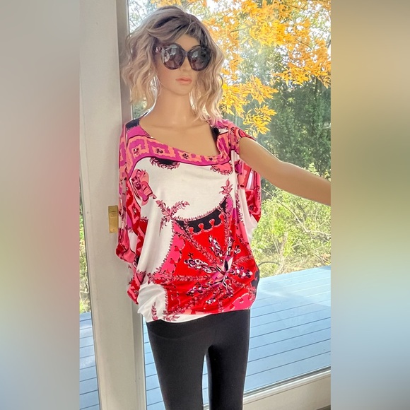 Emilio Pucci Pink and Orange Graphic Blouse - Picture 1 of 8